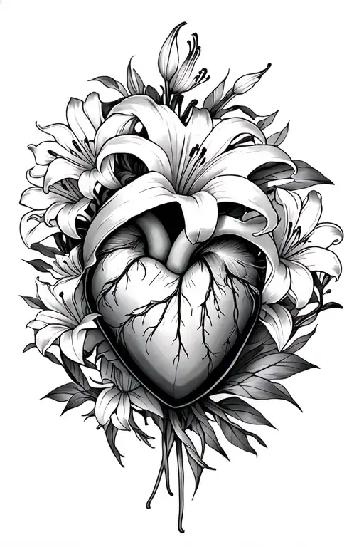 Lily Flower Wrap Around Suffering Heart Face