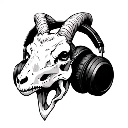 Lea Star And Goat Skull Wearing Headphones