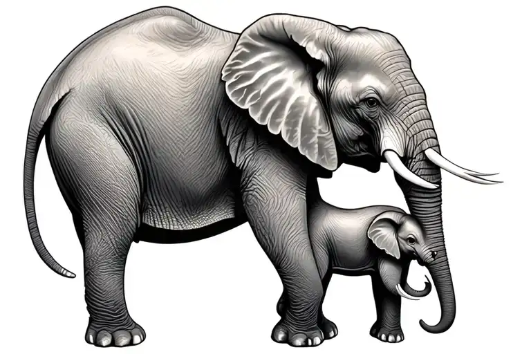 Wild Elephant With Baby Elephant