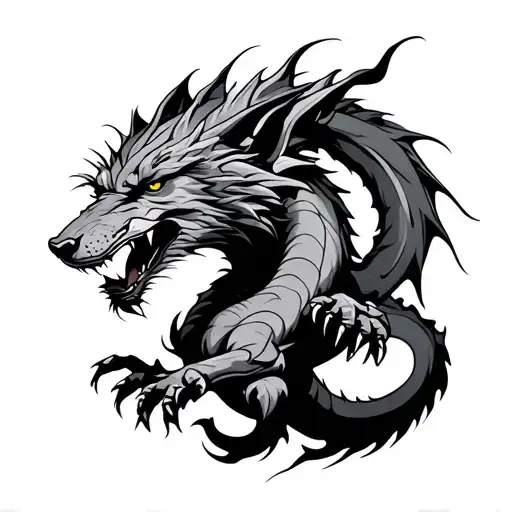 Wolf Fighting Dragon