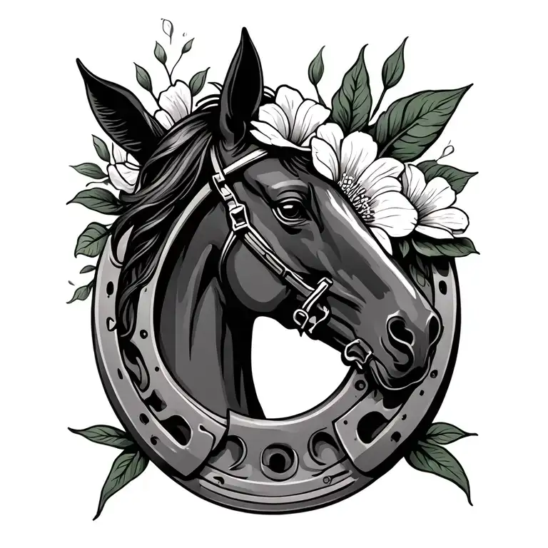 Horse Shoe And Flower Blooming