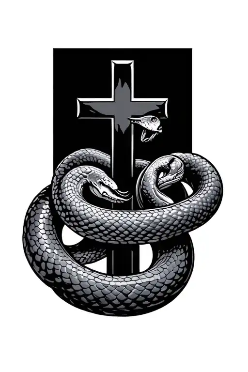 A Cross With Snake Wrapped