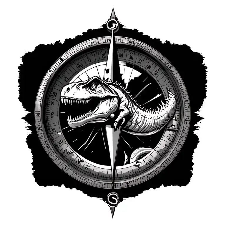 Dinosaur Compass Surrounded By Various