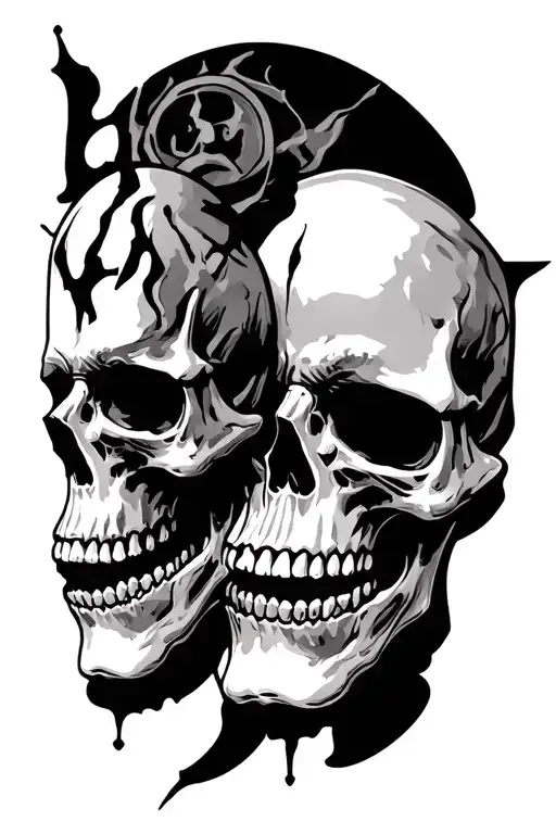 3 Skulls Representing Sins