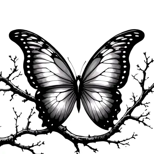 Butterfly With Tree Branch Wings