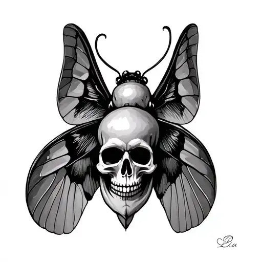 Moth With Skull Design
