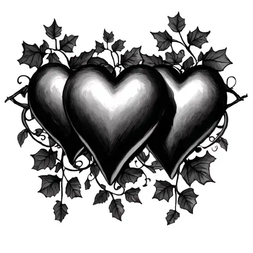 Three Hearts In A Row With Ivy Between