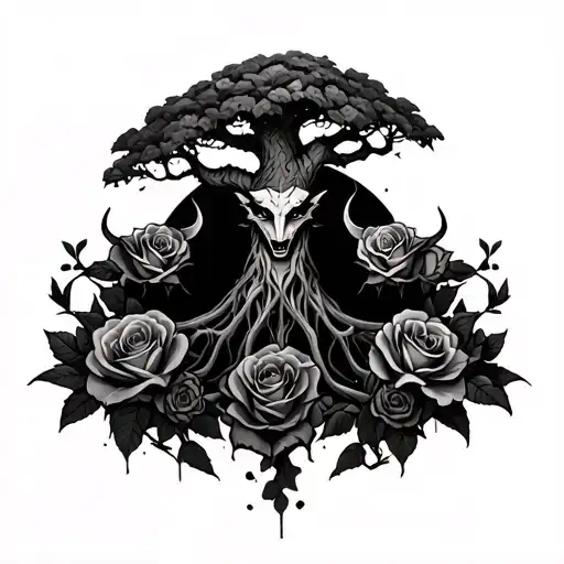 A Poison Tree With A Devil And Roses