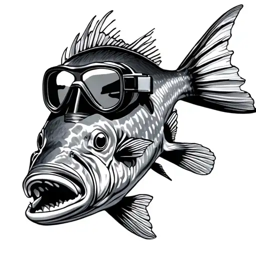 Grouper Fish With Scuba Diving Mask