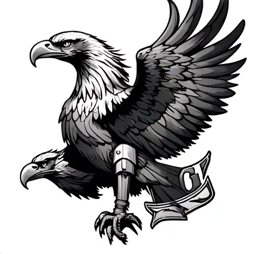 Eagle Tattoo With Letter 6 In It With The Armor