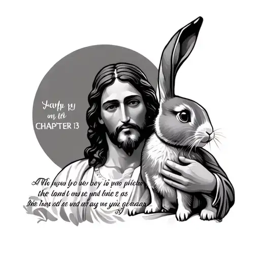 Jesus Holding A Easter Bunny And On The Bottom A Mark Chapter 13 Bible Verse