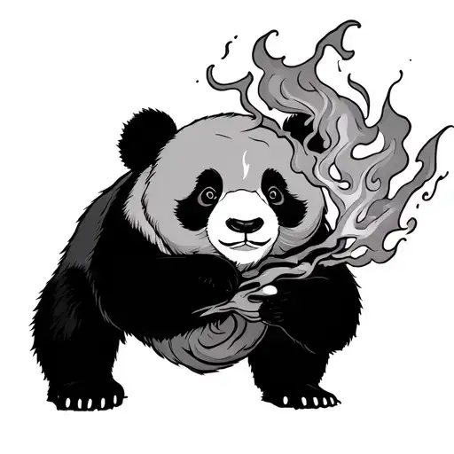 Japanese Style Panda Breathing Fire