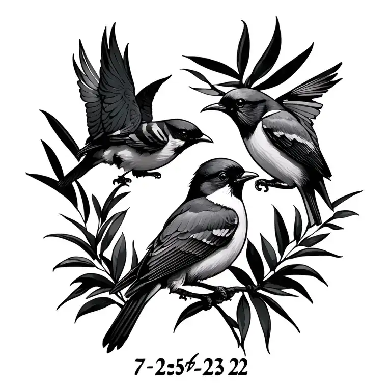Design A Tattoo That Incorporates Jamaican Three Little Birds With Date 7-25-22