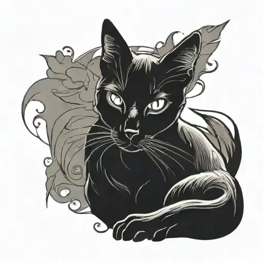 Silhouette Black Cat Sitting