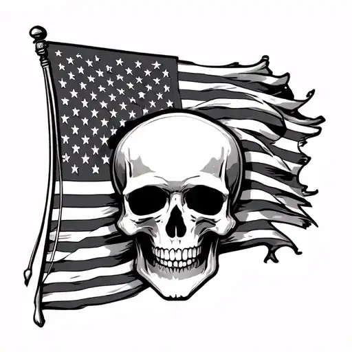 American Flag And Skulls