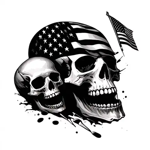 American Flag And Skulls Ripping From Skin
