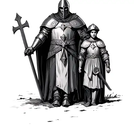 Knights Templar Protecting His Family