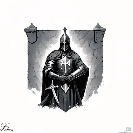 Knights Templar Protecting His Family