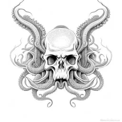 Cthulu Skull Wuth Tentacles For A Mouth