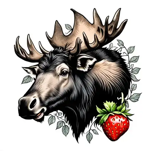Moose And Strawberry Vine Intertwined