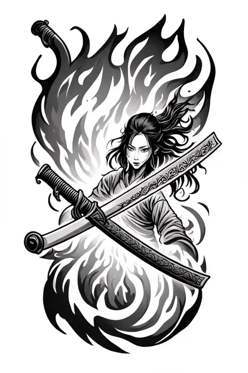 Katana And Fire