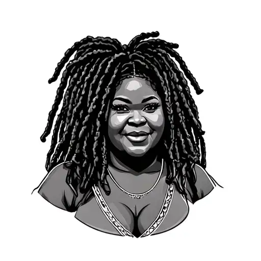 Black Chubby Woman With Thick Dreads Outline