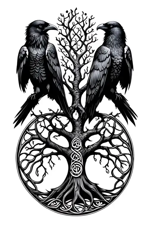 Celtic Ravens With Tree Of Life
