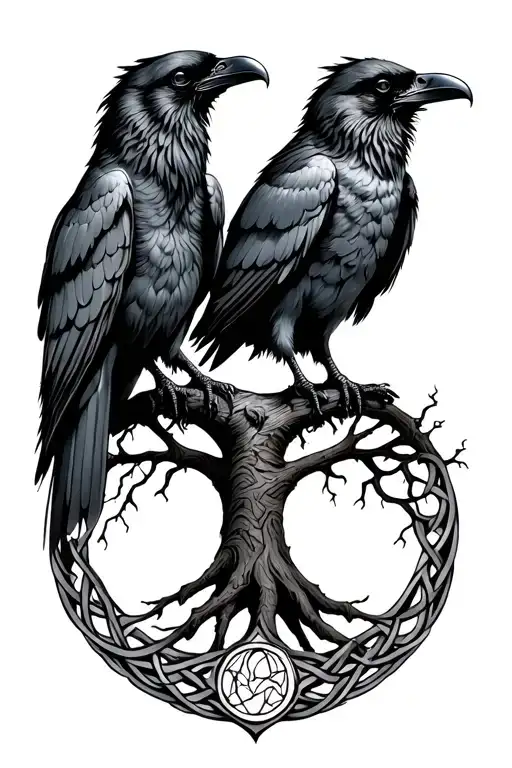 Celtic Ravens With Tree Of Life