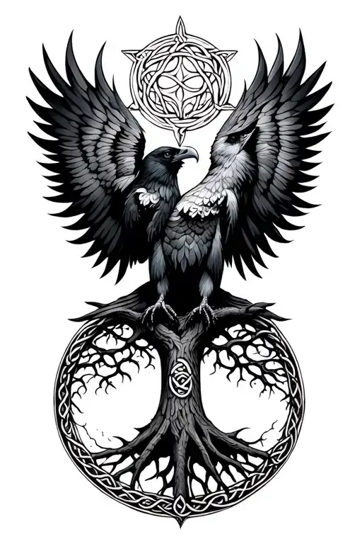 Celtic Ravens With Tree Of Life
