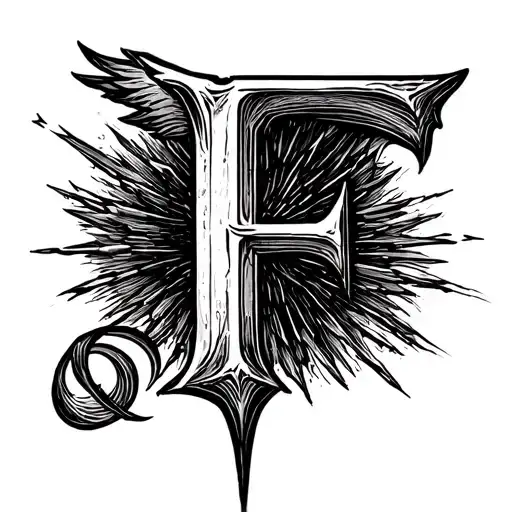 Harry Potter Themed Letter F Simple Line Drawing