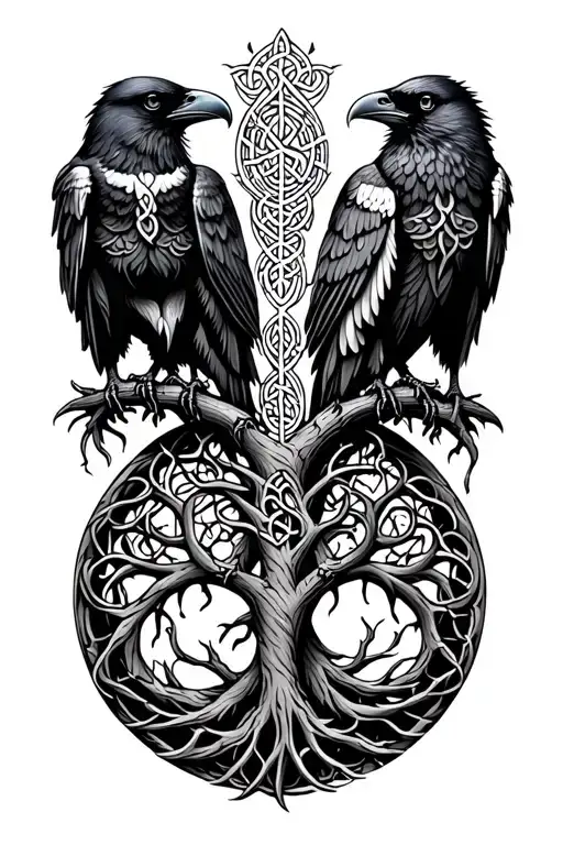 Celtic Ravens With Tree Of Life