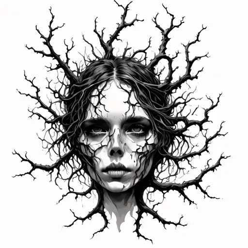 Dead Tree Vines Growing Around Face