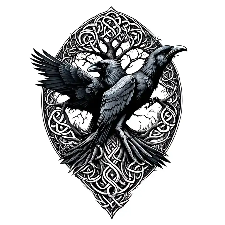 Celtic Ravens With Tree Of Life