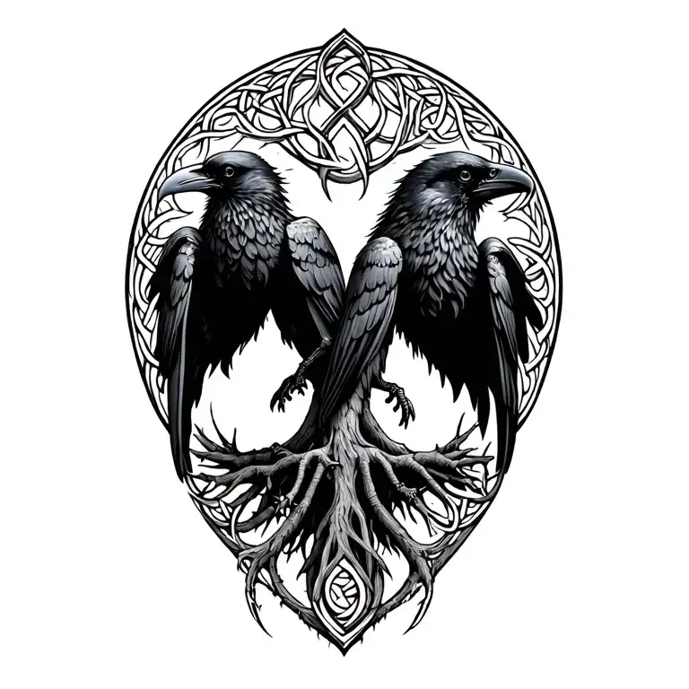 Celtic Ravens With Tree Of Life