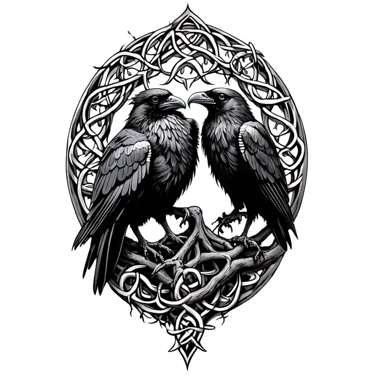Celtic Ravens With Tree Of Life Intertwined