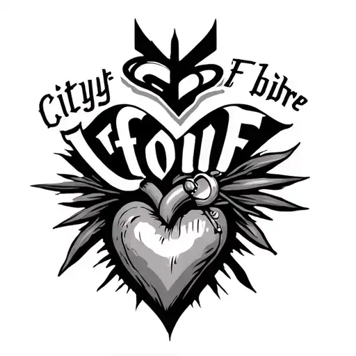 Tattoo On The Neck With The Letters Cityfibre And The Heart