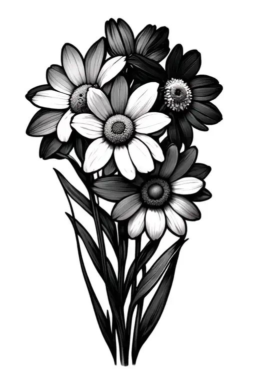 Daisy And Daffodils Fine Line