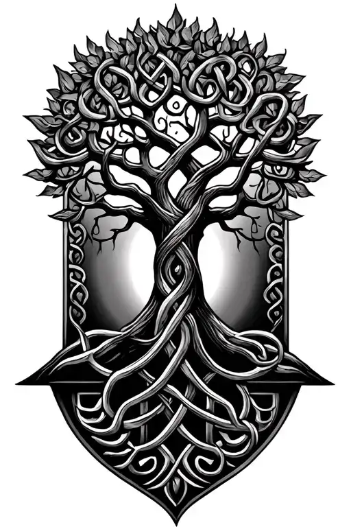 Tree Of Life With Celtic Knotwork Intertwined