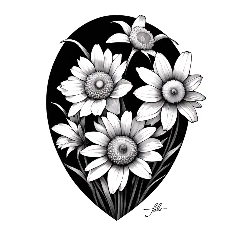 Daisy And Daffodils Fine Line