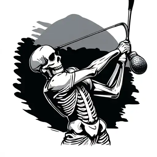 Skeleton Golfer Swinging A Club