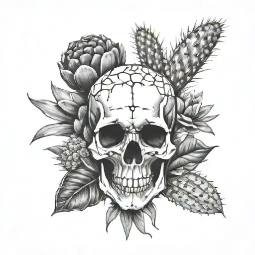 Skull And Cactus Growing
