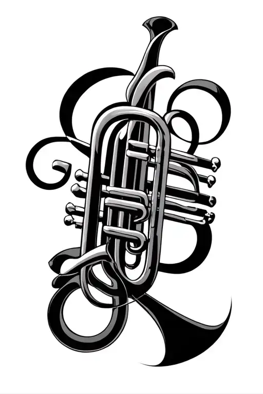 Abstract Geometric Design Incorporating Trumpet Keys Forming A Mesmerizing