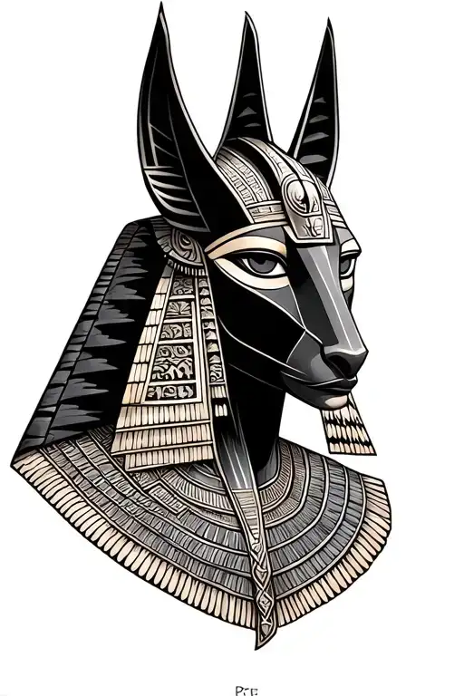 Anubis Egyptian God With Horus Eye Realism Style
