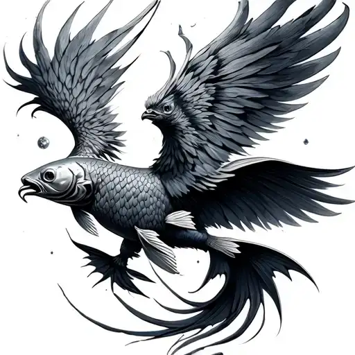 Astro 2 Fish Transforming Metal Into A Phoenix