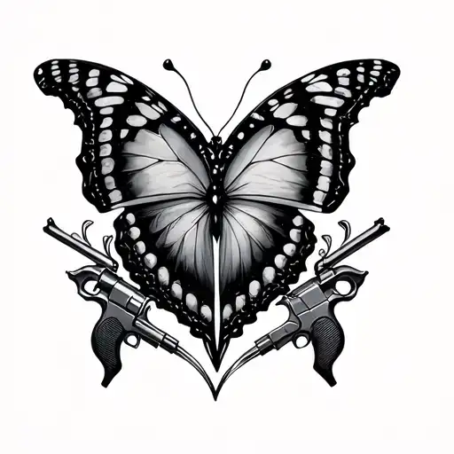 Butterfly Heart And Gun