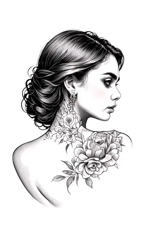 Small Creative Female Tattoo For Back Neck
