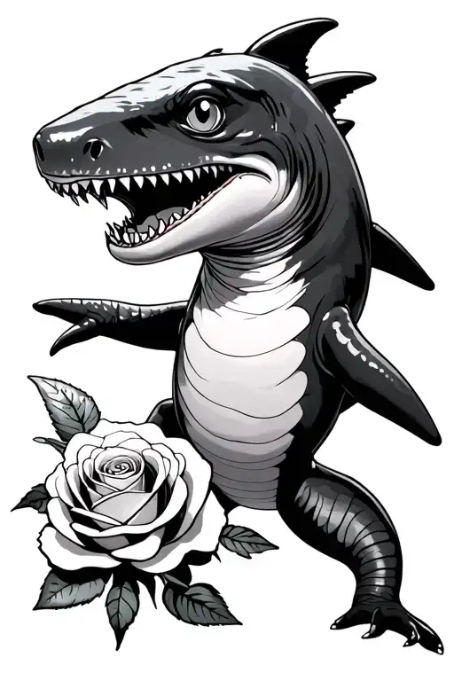 Soft Toy Shark Lizard And Rose