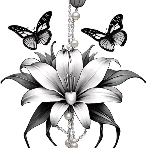Spider Lily With Butterfly And Pearl Rosary Wrapped