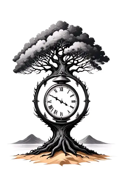 Life Of Tree With Sand Clock Inside Symbolizing Strength And Resilience