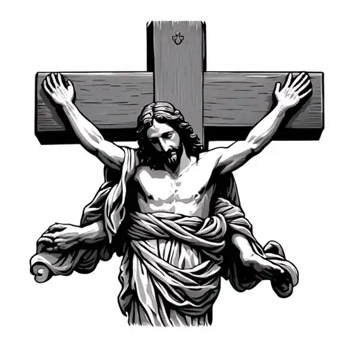 A Cross With Jesus Robe Rapped Around The Cross